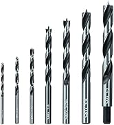 Sali Brad Point Wood Drill Bits 7pcs Set Carbon Steel Wood Drill Bit Set for Hardwood, Plywood, P...