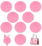 9Pcs Pink Faux Fur Pom Pom Balls,3.15 Inch Soft Faux Rabbit Fur Pompoms with Elastic Loop,Round F...