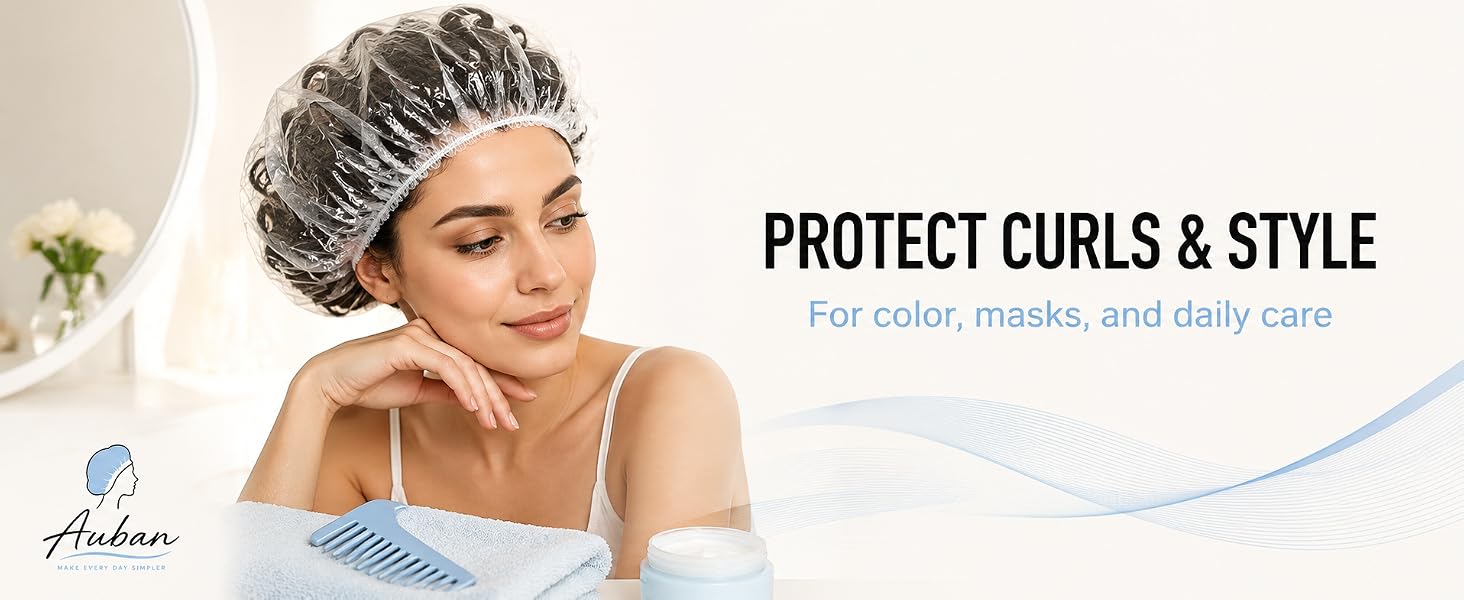 WATERPROOF BATH CAP PROTECT VERIOUS OF HAIR STYLES CURLS MASKS AND DAILY CARE