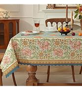 HOMOHEINI Rectangle Waterproof Tablecloth Linen Textured Table Cloth,Stain and Wrinkle Resistant ...