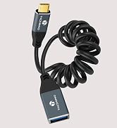 Thzzhnno Coiled USB C to USB 3.0 Adapter Cable, 5Gbps USB C to USB Female Data Transfer Retractab...