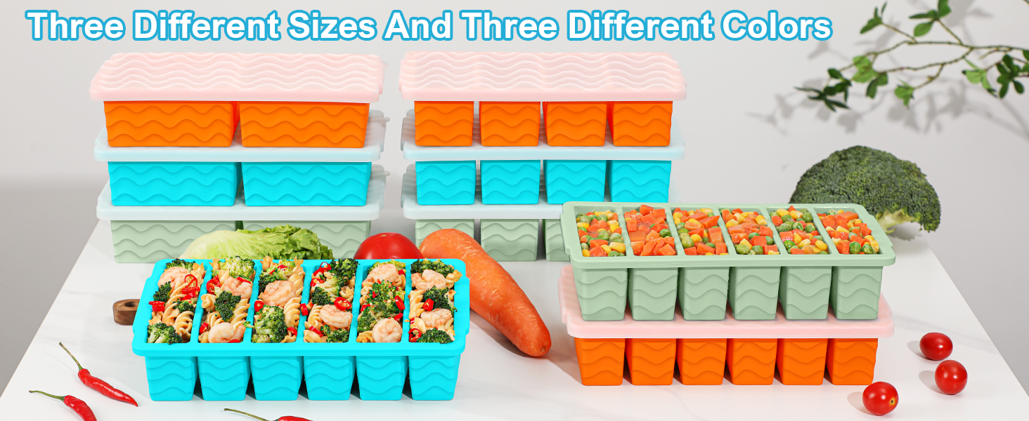 3-Pack Silicone Freezer Trays with Lid