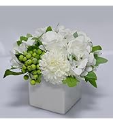 LADADA Flower in Ceramic vase, Artificial Hydrangea Flower Arrangement and vase Home Decoration A...