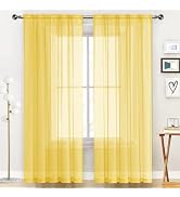SpaceDresser Sheer Voile Window Treatment Rod Pocket Curtain Panels for Kitchen Bedroom Living Ro...