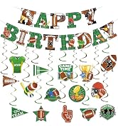 Football Happy Birthday Banner Football Birthday Party Decorations with Football Hanging Swirls D...