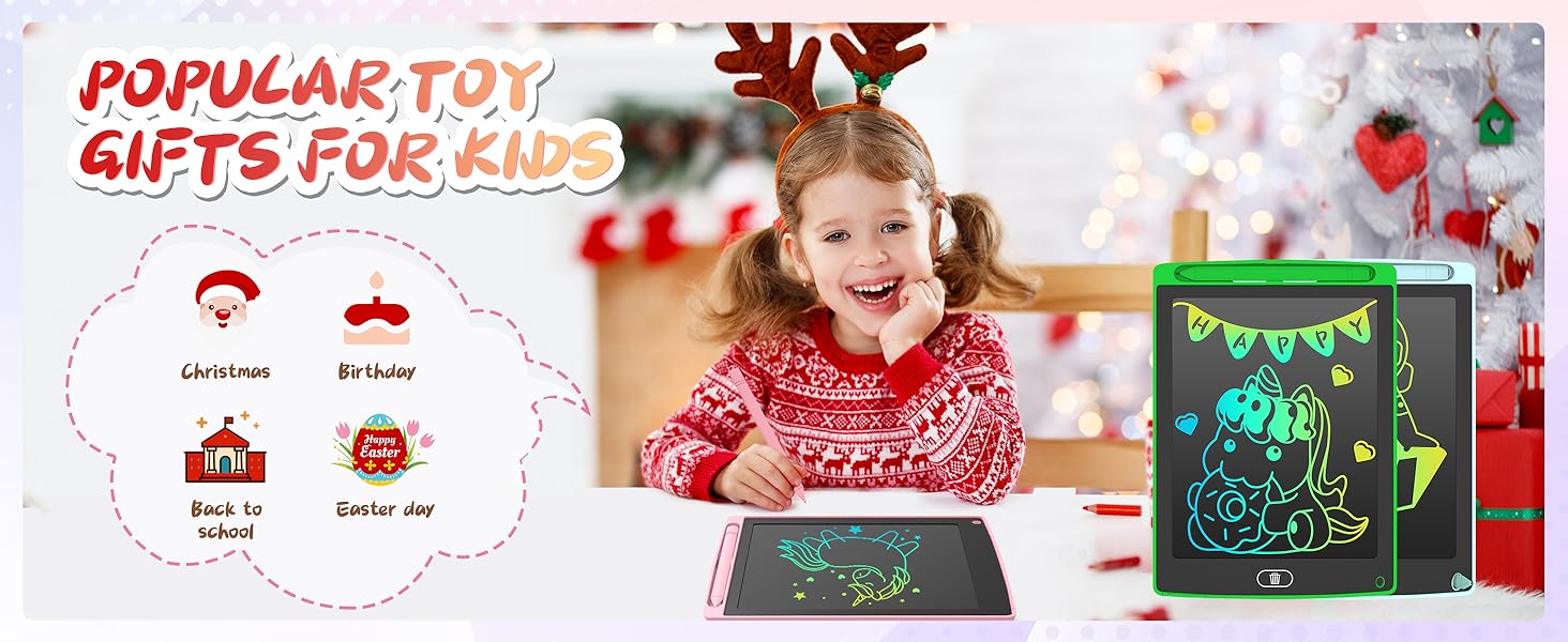 3 Pack LCD Writing Tablet for Kids, Colorful Toddler Drawing Tablet Doodle Board Etch a Drawing Pads