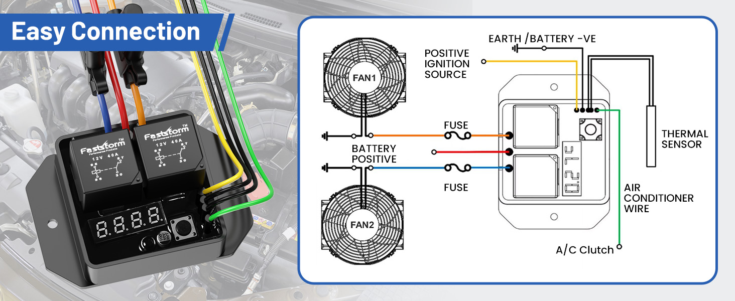Disconnectable Probe Digital Radiator Fans Controller Swith 12V and 24V