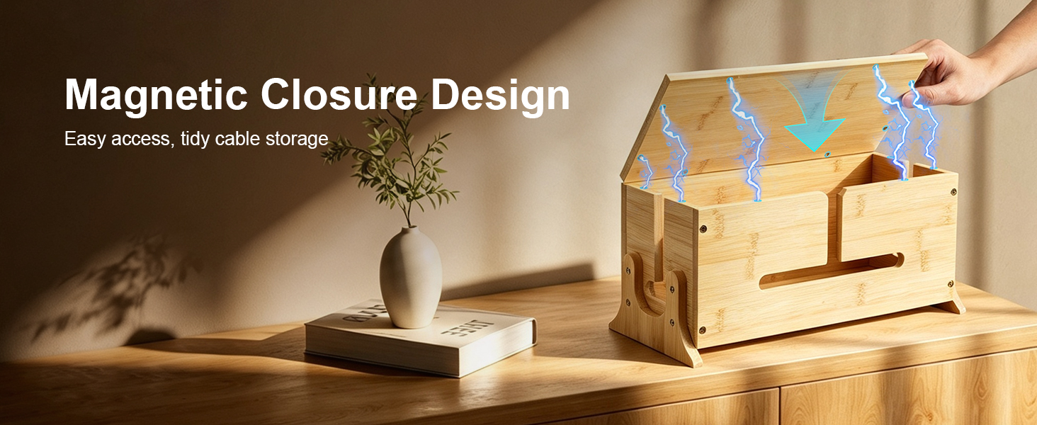cable management box, wooden box, wood box, cord hider box, cable management