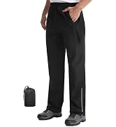 iCreek Men's Waterproof Rain Pants Lightweight Packable Windproof Outdoor Over Pants for Hiking F...