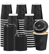 BYSNOW 50 Pack 12 oz Coffee Cups with Lids, Disposable Insulated Hot Cups To Go Paper Coffee Cups...