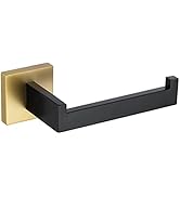 TQKAG Matte Black and Brushed Gold Toilet Paper Holder SUS304 Stainless Steel, Modern Square Tiss...