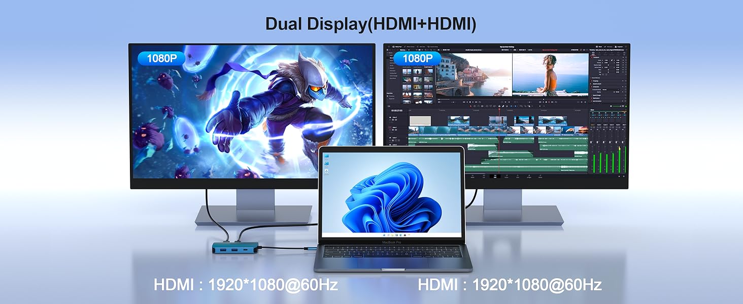 Display screens showing dual monitor setup with productivity software interface, demonstrating multi-screen workspace configuration.