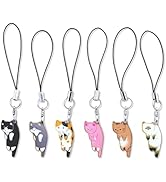 Sopopal 6 Pcs Cat Phone Charm Aesthetic Cell Phone Charm Kawaii With Handmade Cute Hanging Pendan...