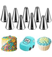 Suuker Open Star Piping Tips Set,9 Pieces French Star Tube Set Frosting Nozzle Kit,Stainless Stee...