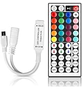 44 Key LED Strip Light Remote Controller, RF Wireless Dimmer with 4-Pin Output for RGB 3528 5050 ...