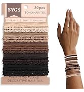 20 PCS Boho Hair Ties, Bracelets Hair Ties for Thick or Thin Hair, 4 Styles Boho Ties for Ponytai...