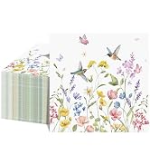 NatNarr 100 Pcs Wildflower Napkins, 2-Ply Floral Cocktail Napkins Spring Decoupage Napkin Butterf...