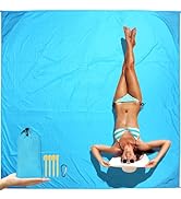 Fammart Beach Blanket Sandproof Waterproof, Extra Large Beach Mat with Stakes & Corner Pockets, O...