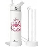 mininoo Mothers Day Gifts for Mom, 24 oz Insulated Stainless Steel Water Bottle with Straw Lid, F...