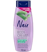 Nair Body Cream Hair Remover, Soothing Aloe and Water Lily, Dermatologist Tested Body Hair Remova...