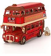 Rolife 3D Wooden Puzzles London Tour Bus 4.4" Wood Model Toy Car to Build Crafts for Adults Colle...