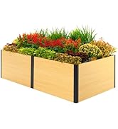 Vego garden Woodgrain Series Raised Garden Bed, 26'' Tall 4' x 8' Wooden-Look Metal Planter Box O...