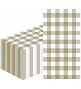 HEIPINIUYE 50 Pieces 3-ply Brown Gingham Napkins Disposable Guest Towels Disposable Hand Towels F...