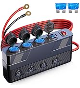 12V Cigarette Lighter Socket Splitter: 180W 15A Power Outlet 3 Socket 4 USB Ports PD66W QC18W - C...