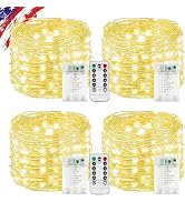 4Pack 80FT 240LED Fairy Lights Battery Operated with Remote & Timer | 8 Modes Twinkle String Ligh...