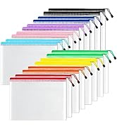SUNEE Plastic Mesh Zipper Pouch 10x14 in (9 Colors, 18 Packs),Extra Large Water-Resistant Zip Bag...