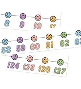 Whaline 32 Pcs Pastel Number Line Bulletin Board Colorful Smile Face Number Line Boarder Strips M...