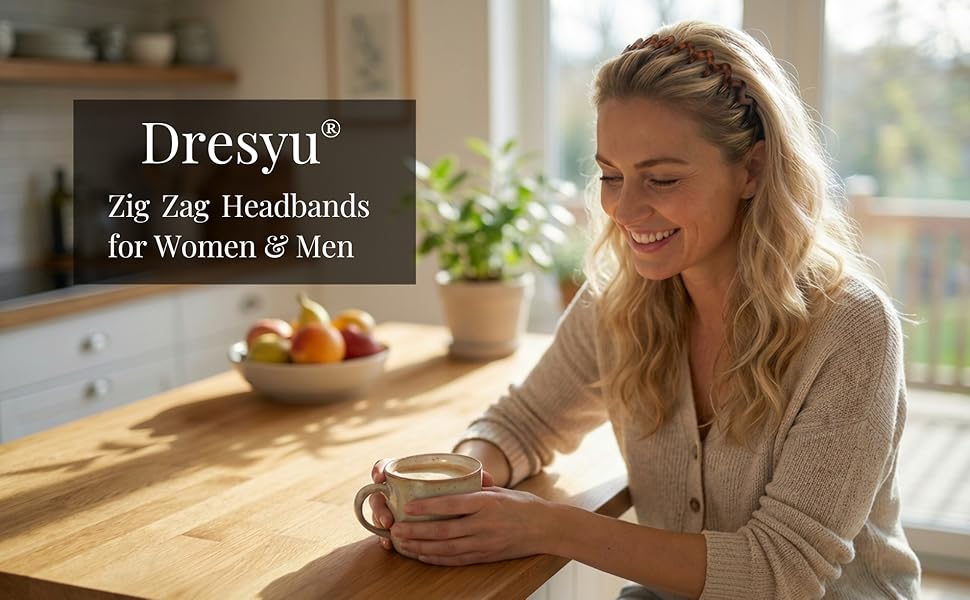 Dresyu Zig Zag Headband for Women Non Slip Headbands with Teetch Fashion Hair Accessories Banner