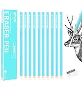 Smilo Eraser Pencil for Students, 10-Pack Blue Precision Correction Tool with Sharpener, Smudge-F...