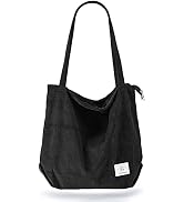 KALIDI Women Corduroy Tote Bag Zipper Casual Tote's Handbag Big Capacity Shoulder Bag with Pockets