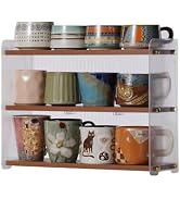 KAOTGOT Coffee Mug Holder Wooden Cup Station Organizer 3-Tier Cup Holder for Coffee Bar Mug Displ...