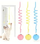 Glirops 3 Pcs Hanging Fluffy Cat Catnip Ball Toys - Stretchable Interactive Cat Toy with Bell for...