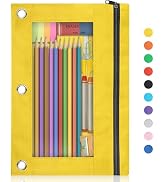 Shemira Pencil Pouch for 3 Ring Binder, Binder Pencil Pouch with Smooth Zipper, Clear Window Penc...