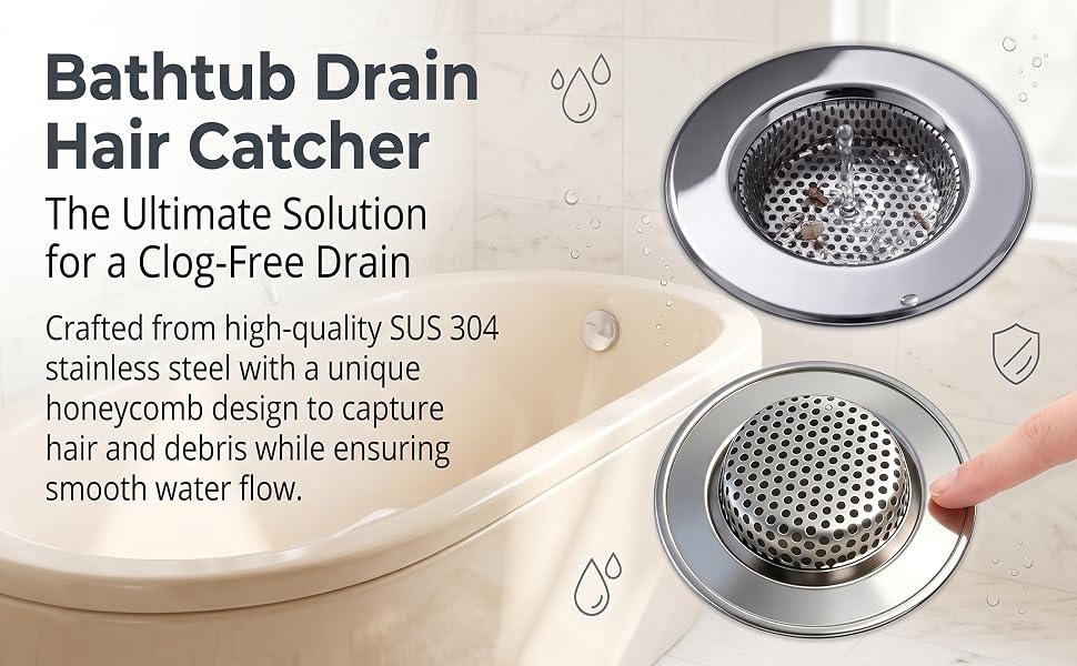 High-qualitu SUS 304 stainless steel bathtub drain hair catcher