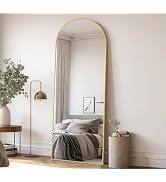 Vlush Arched Full Length Mirror,64''x21'' Freestanding Floor Mirror with Stand,Large Full Body Wa...