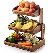 HOLANA Acacia 3 Tier Fruit Basket for Counter – Wooden Fruit Bowl for Kitchen Counter Organizer &...