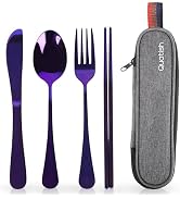 Travel Utensils with Case, Quatish Portable Silverware Set for Work, Stainless Steel Reusable Tra...