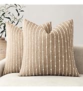 Foindtower Pack of 2 Decorative Jacquard Boucle Throw Pillow Covers Accent Textured Striped Pillo...