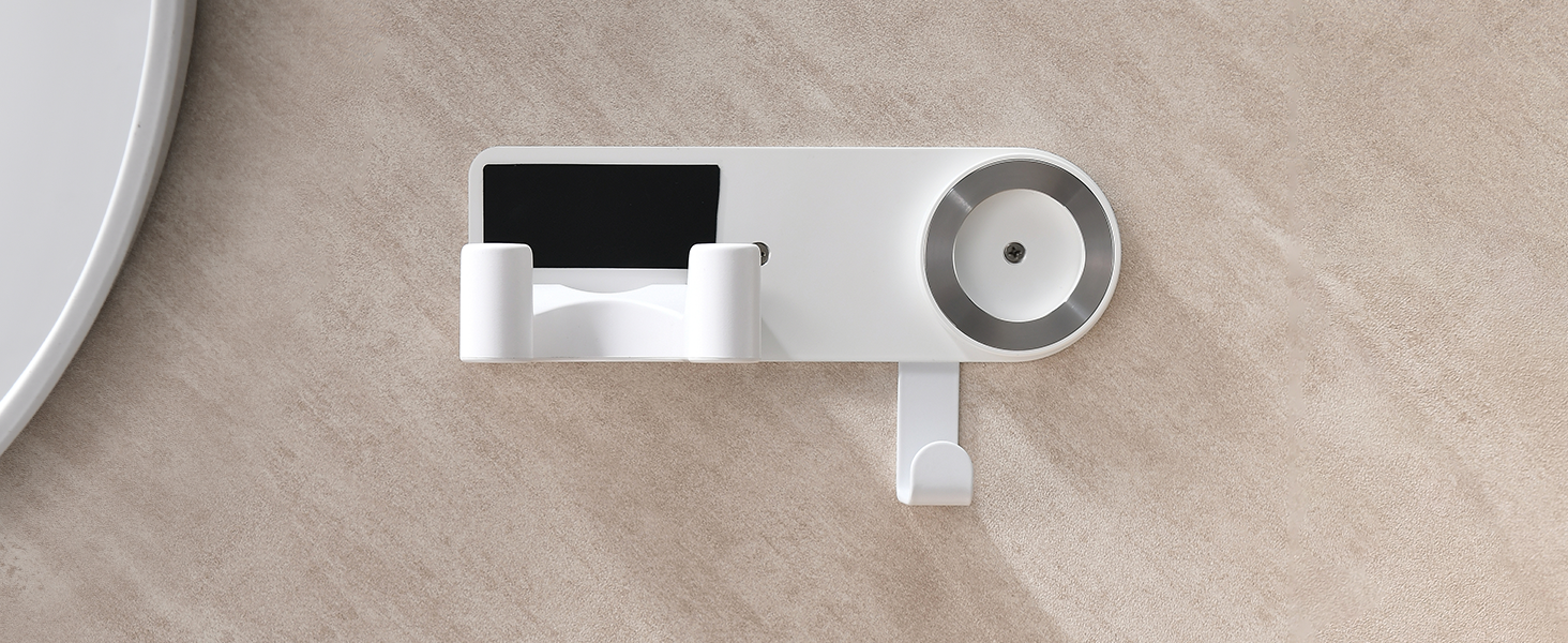 white hair dryer holder