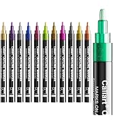 Caliart 12 Colors Outline Markers Shimmer Glitter Pens, Doodling Marker Set for Adults Artists, C...