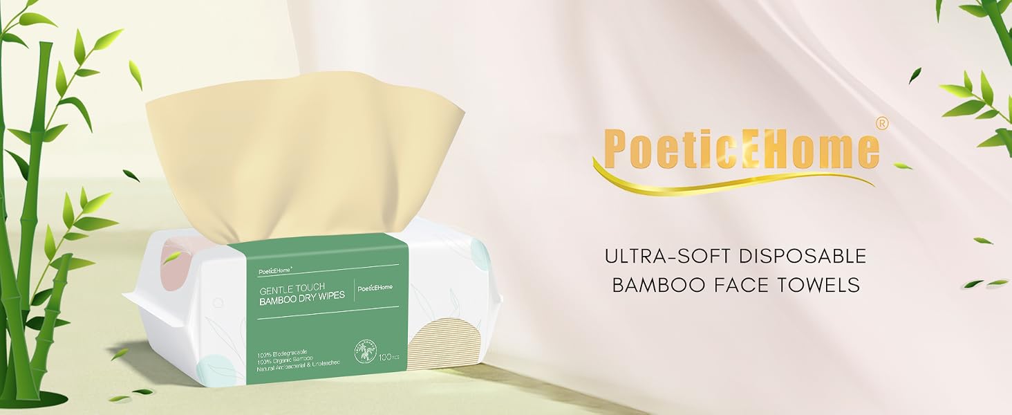 PoeticEHome Bamboo Baby Dry Wipes disposable face towels