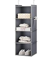 YOUDENOVA Hanging Closet Organizer, 4-Shelf Closet Hanging Storage Shelves, Grey