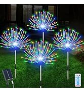 Solar Garden Lights Outdoor-2 Pack 120 LED Solar Powered Firework Stake Lights Waterproof Sparkle...