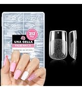 UNA GELLA Short Square Gel Nail Tips: 312pcs Square Fake Nails Pre-file Soft Gel Nails Tips for F...