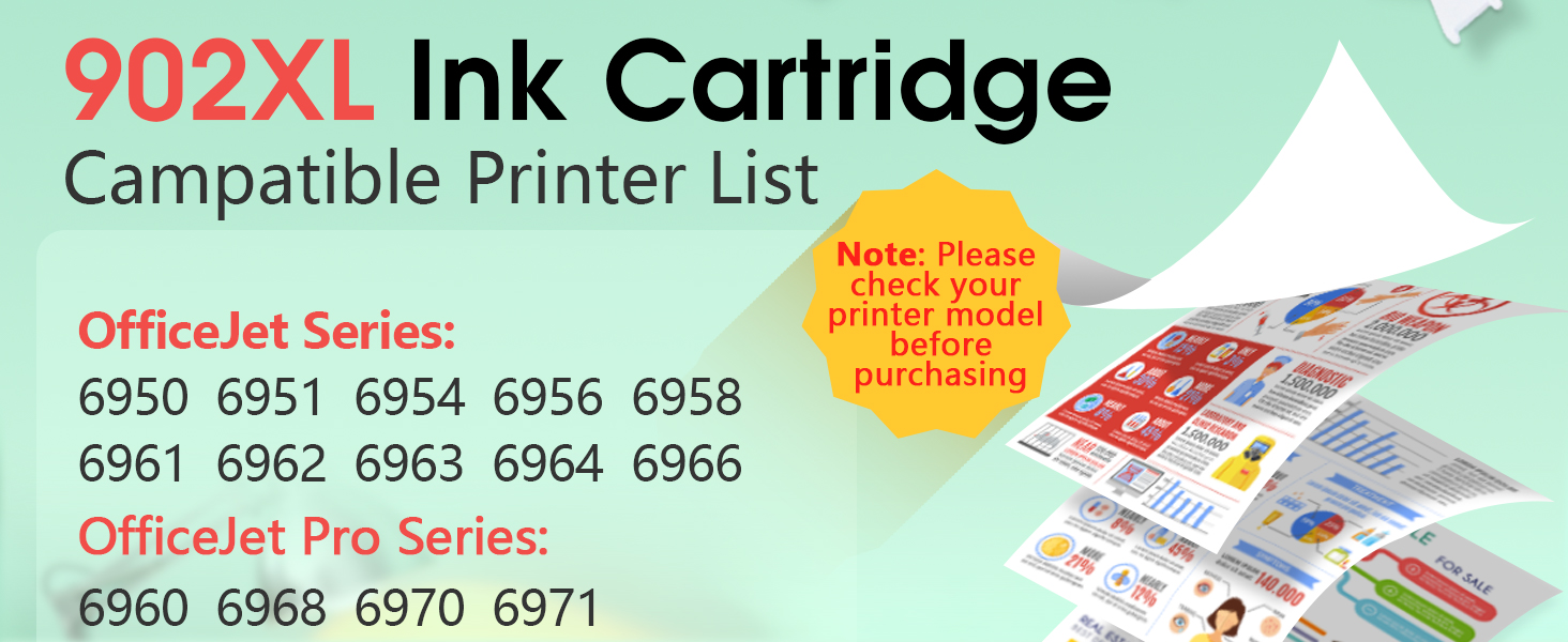 902XL Ink Cartridges Replacement for HP 920XL HP902 Ink Cartridges Combo Pack