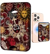 Shorogyt Phone Wallets Compatible with Magsafe Wallet Magnetic Card Holder - Red Sun Pattern for ...
